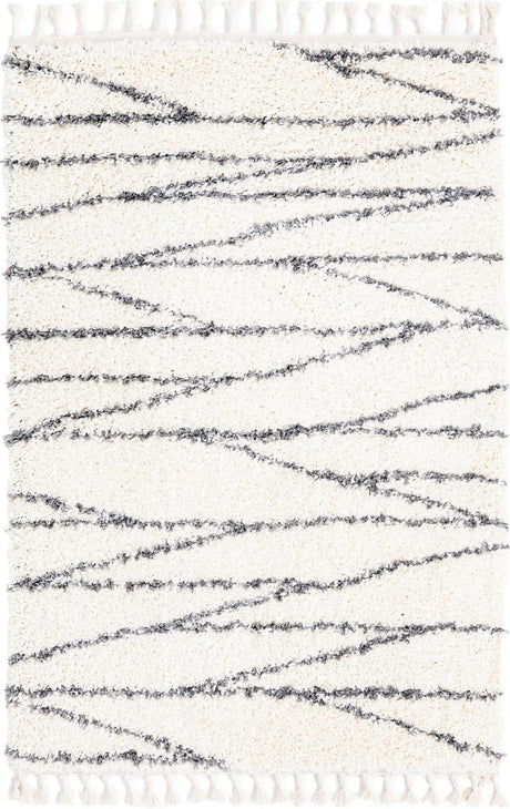 White 4' x 6' Serenity Shag Rectangle Area Rug Thick Soft Touch Fluffy & Plush Shaggy Pile