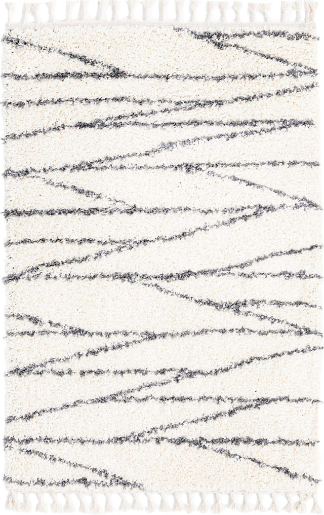 White 4' x 6' Serenity Shag Rectangle Area Rug Thick Soft Touch Fluffy & Plush Shaggy Pile