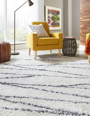 White 10' x 10' Serenity Shag Round Area Rug Thick Soft Touch Fluffy & Plush Shaggy Pile