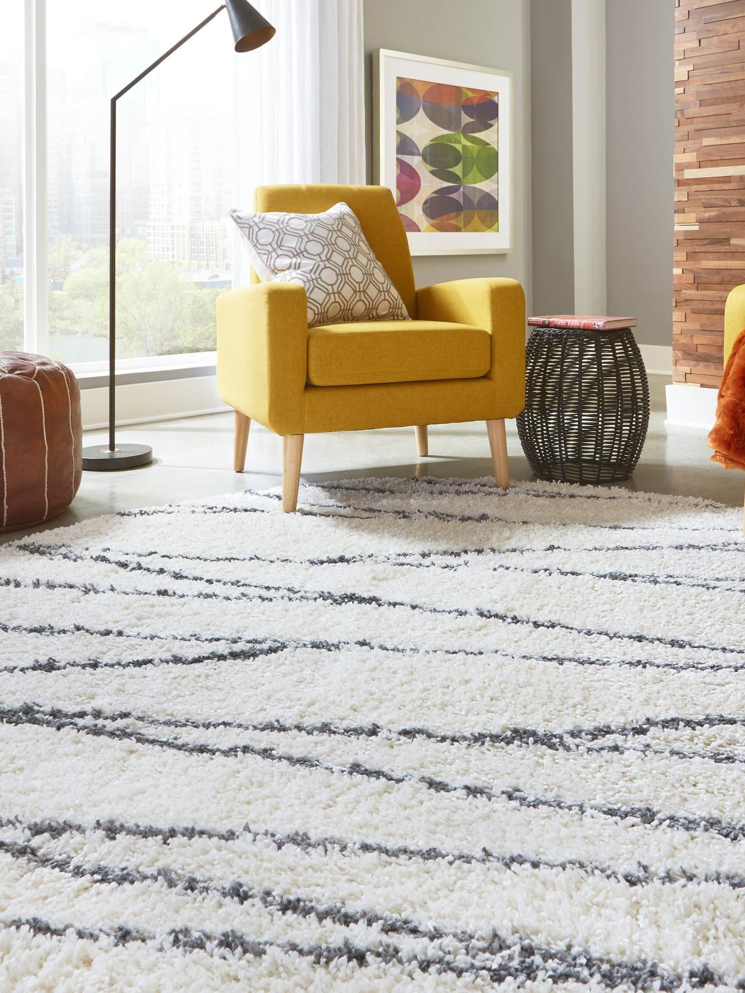White 5' 3 x 5' 3 Serenity Shag Round Area Rug Thick Soft Touch Fluffy & Plush Shaggy Pile Carpet for Living Rooms, Kitchen, Bedrooms, Office, Dorms for Sale at Rug Engine