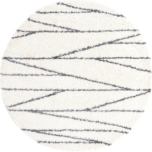 White 7' x 7' Serenity Shag Round Area Rug Thick Soft Touch Fluffy & Plush Shaggy Pile