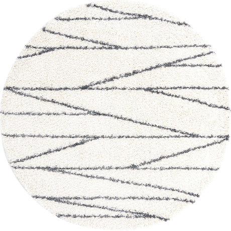 White 7' x 7' Serenity Shag Round Area Rug Thick Soft Touch Fluffy & Plush Shaggy Pile