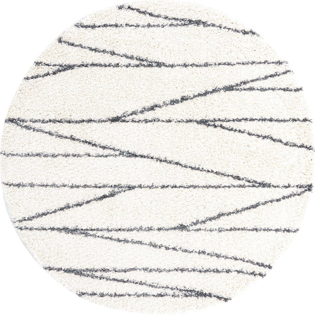 White 7' x 7' Serenity Shag Round Area Rug Thick Soft Touch Fluffy & Plush Shaggy Pile