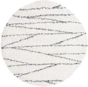 White 5' 3 x 5' 3 Serenity Shag Round Area Rug Thick Soft Touch Fluffy & Plush Shaggy Pile