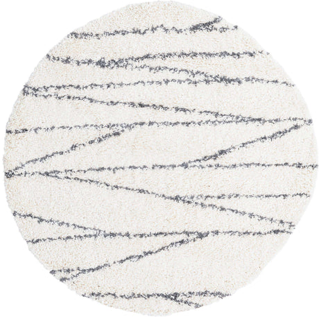 White 5' 3 x 5' 3 Serenity Shag Round Area Rug Thick Soft Touch Fluffy & Plush Shaggy Pile