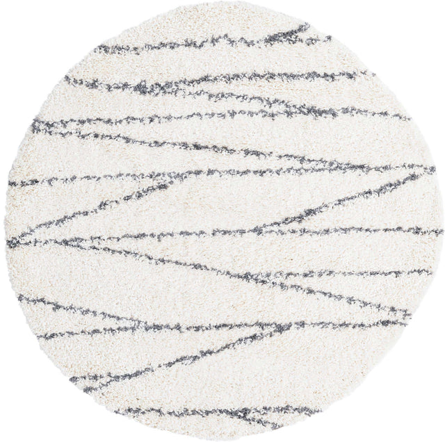 White 5' 3 x 5' 3 Serenity Shag Round Area Rug Thick Soft Touch Fluffy & Plush Shaggy Pile