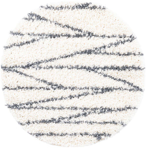 White 3' 3 x 3' 3 Serenity Shag Round Area Rug Thick Soft Touch Fluffy & Plush Shaggy Pile