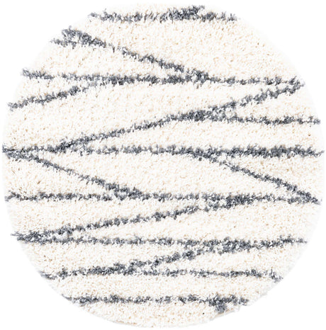 White 3' 3 x 3' 3 Serenity Shag Round Area Rug Thick Soft Touch Fluffy & Plush Shaggy Pile