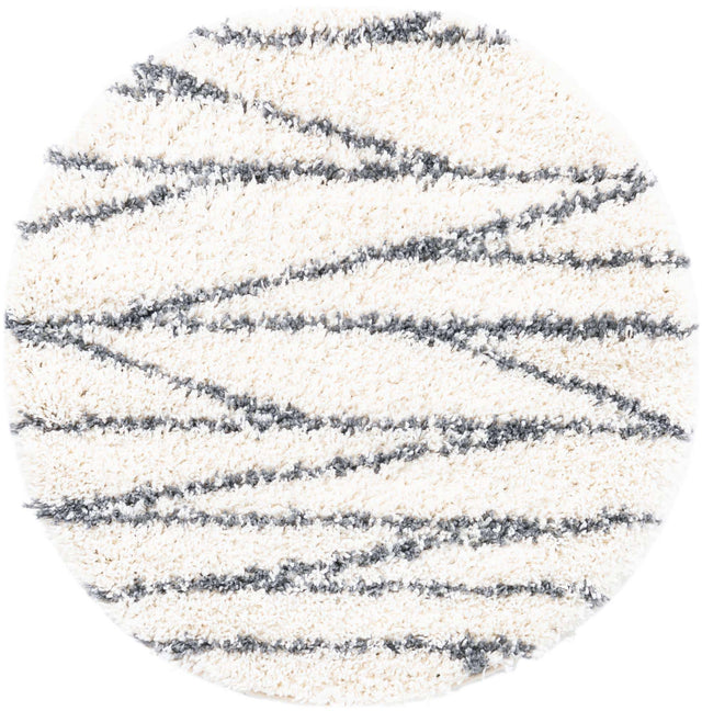 White 3' 3 x 3' 3 Serenity Shag Round Area Rug Thick Soft Touch Fluffy & Plush Shaggy Pile