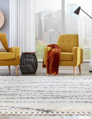 White 10' x 10' Serenity Shag Square Area Rug Thick Soft Touch Fluffy & Plush Shaggy Pile