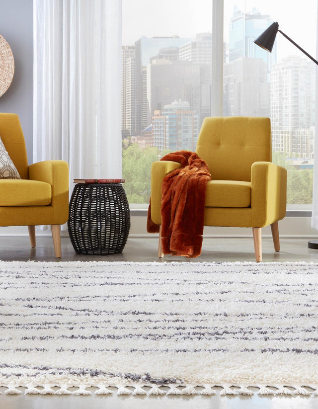 White 10' x 10' Serenity Shag Square Area Rug Thick Soft Touch Fluffy & Plush Shaggy Pile