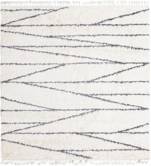 White 7' 10 x 7' 10 Serenity Shag Square Area Rug Thick Soft Touch Fluffy & Plush Shaggy Pile