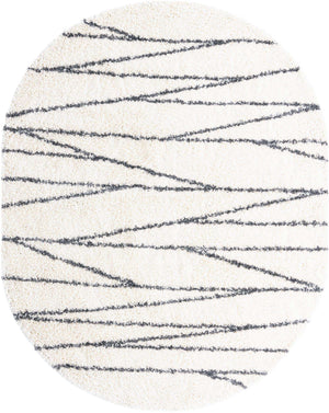 White 7' 10 x 10' Serenity Shag Oval Area Rug Thick Soft Touch Fluffy & Plush Shaggy Pile