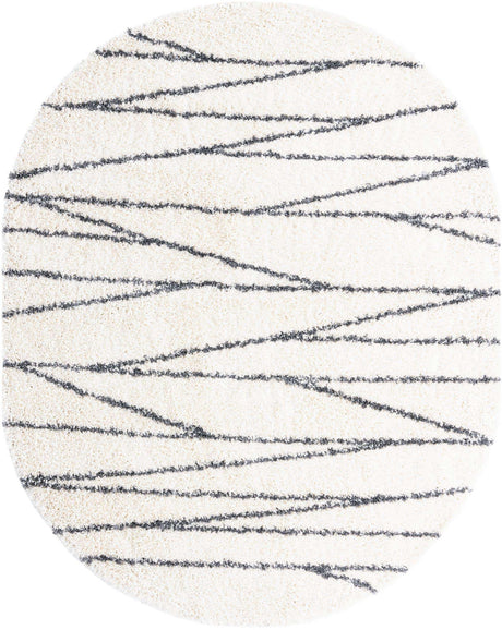 White 7' 10 x 10' Serenity Shag Oval Area Rug Thick Soft Touch Fluffy & Plush Shaggy Pile