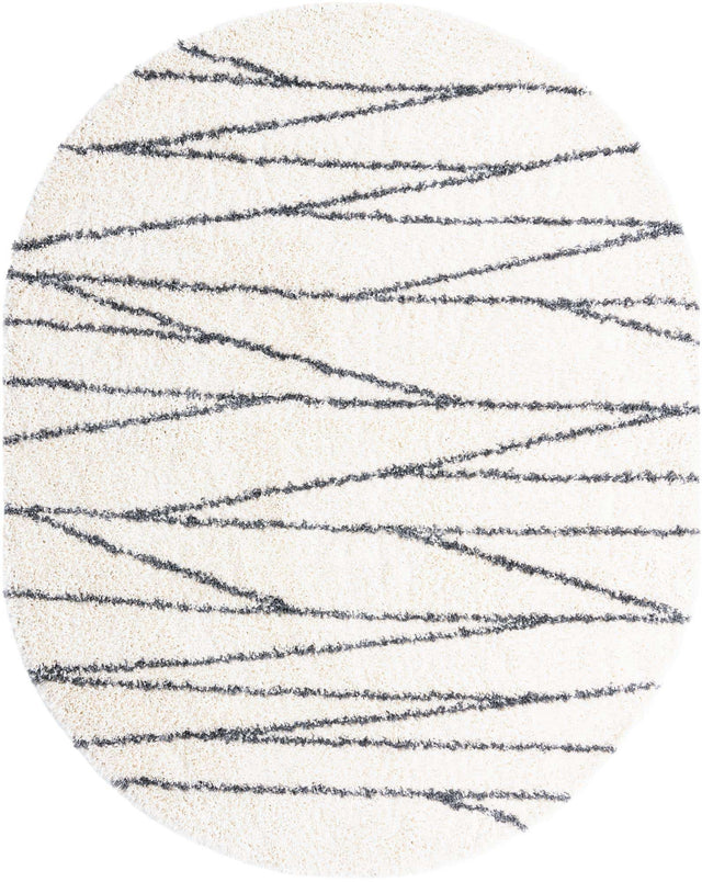White 7' 10 x 10' Serenity Shag Oval Area Rug Thick Soft Touch Fluffy & Plush Shaggy Pile