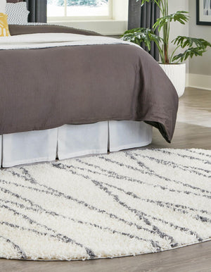 White 7' 10 x 10' Serenity Shag Oval Area Rug Thick Soft Touch Fluffy & Plush Shaggy Pile
