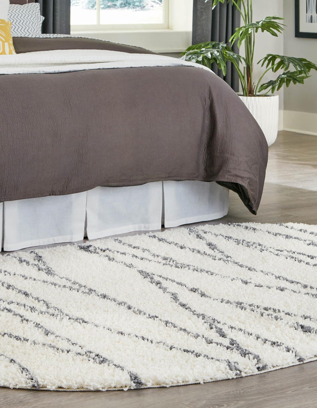 White 7' 10 x 10' Serenity Shag Oval Area Rug Thick Soft Touch Fluffy & Plush Shaggy Pile