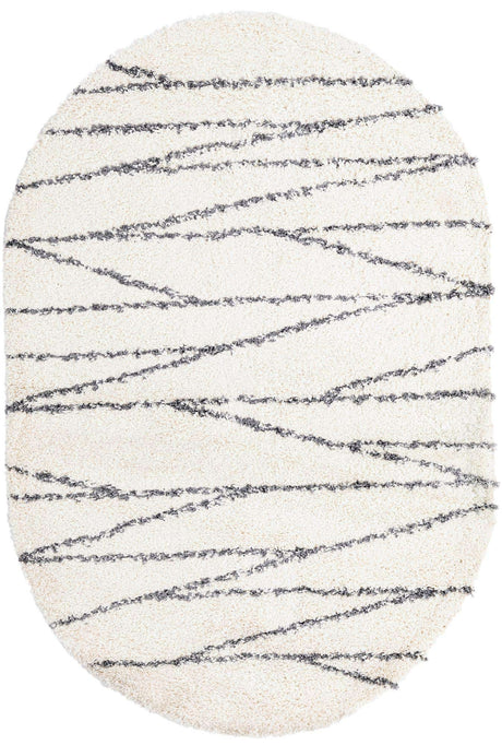 White 5' 3 x 8' Serenity Shag Oval Area Rug Thick Soft Touch Fluffy & Plush Shaggy Pile