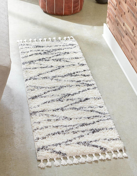 White 2' x 8' Serenity Shag Runner Area Rug Thick Soft Touch Fluffy & Plush Shaggy Pile