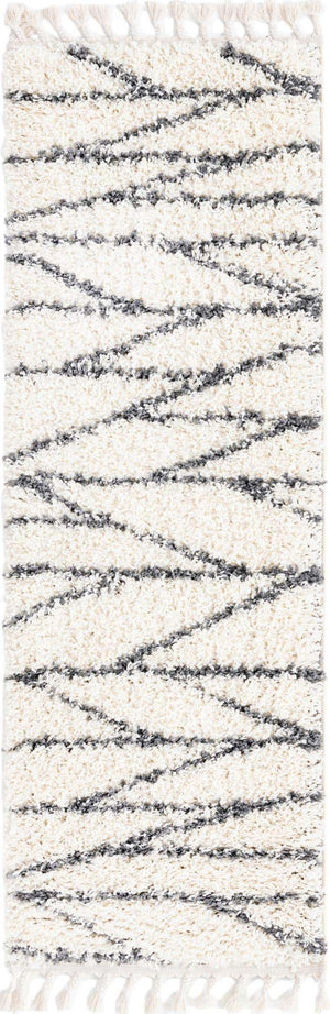 White 2' x 6' Serenity Shag Runner Area Rug Thick Soft Touch Fluffy & Plush Shaggy Pile