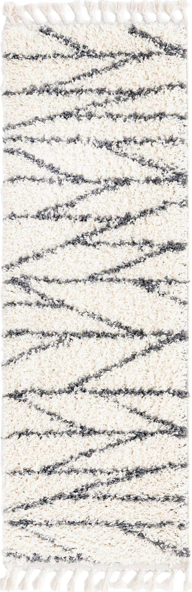 White 2' x 6' Serenity Shag Runner Area Rug Thick Soft Touch Fluffy & Plush Shaggy Pile