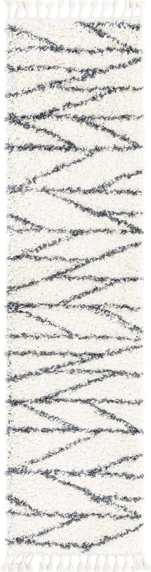 White 2' x 8' Serenity Shag Runner Area Rug Thick Soft Touch Fluffy & Plush Shaggy Pile