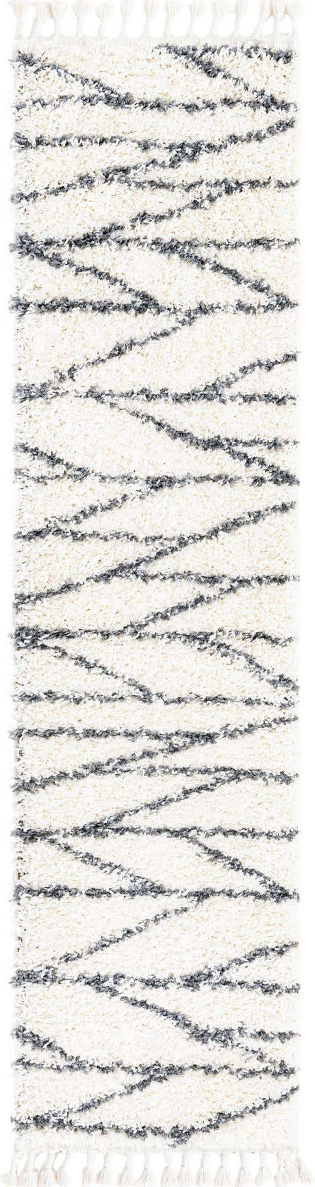 White 2' x 8' Serenity Shag Runner Area Rug Thick Soft Touch Fluffy & Plush Shaggy Pile