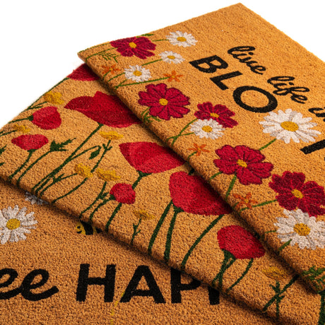 Seasonal Festive Natural 1' 6 x 2' 6 Doormat Entryway Porch Patio Deck Outdoor Area Rug 100% Coir With Vinyl Backing Carpet Mat for Outside Entryways for Sale at Rug Engine