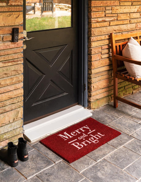 Dark Red 2' x 2' 6 Doormat Rectangle Rug