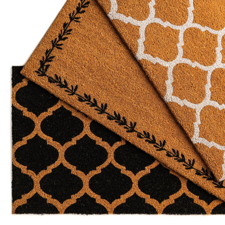 Black 1' 6 x 2' 6 Doormat Entryway Porch Patio Deck Outdoor Area Rug 100% Coir With Vinyl Backing Carpet Mat for Outside Entryways for Sale at Rug Engine