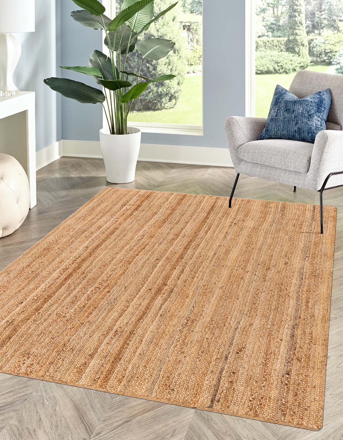 Natural 2' x 3' 1 Braided Jute Luxe Rectangle Area Rug 100% Jute Hand Braided Luxury Natural Eco-Friendly Boho Style Carpet for Living Rooms Dining Office Space Dorms for Sale at Rug Engine