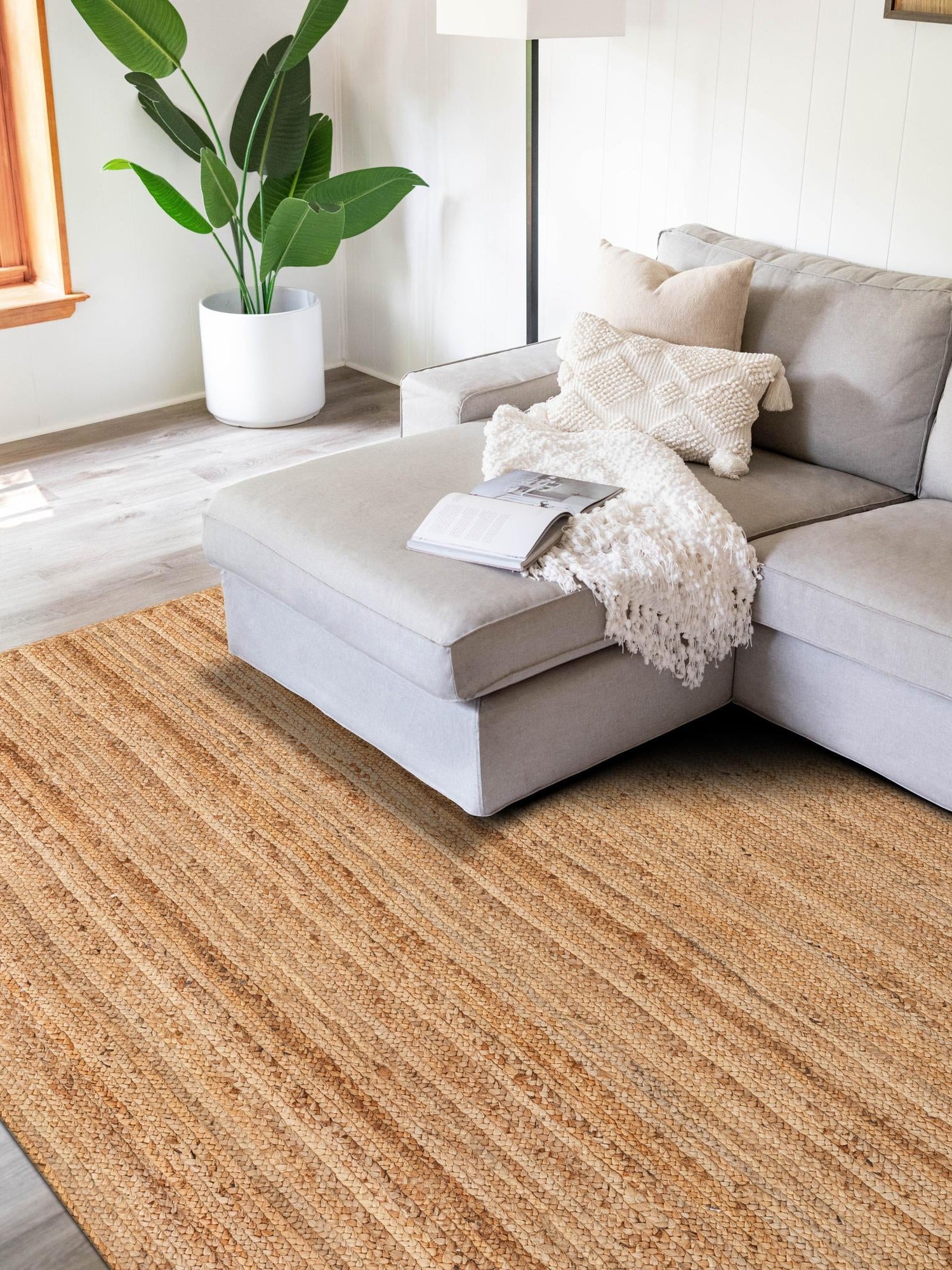 Natural 2' x 3' 1 Braided Jute Luxe Rectangle Area Rug 100% Jute Hand Braided Luxury Natural Eco-Friendly Boho Style Carpet for Living Rooms Dining Office Space Dorms for Sale at Rug Engine