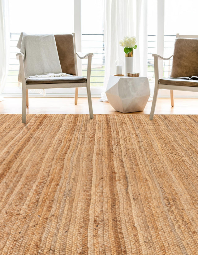 Natural 10' x 14' Braided Jute Luxe Rectangle Rug