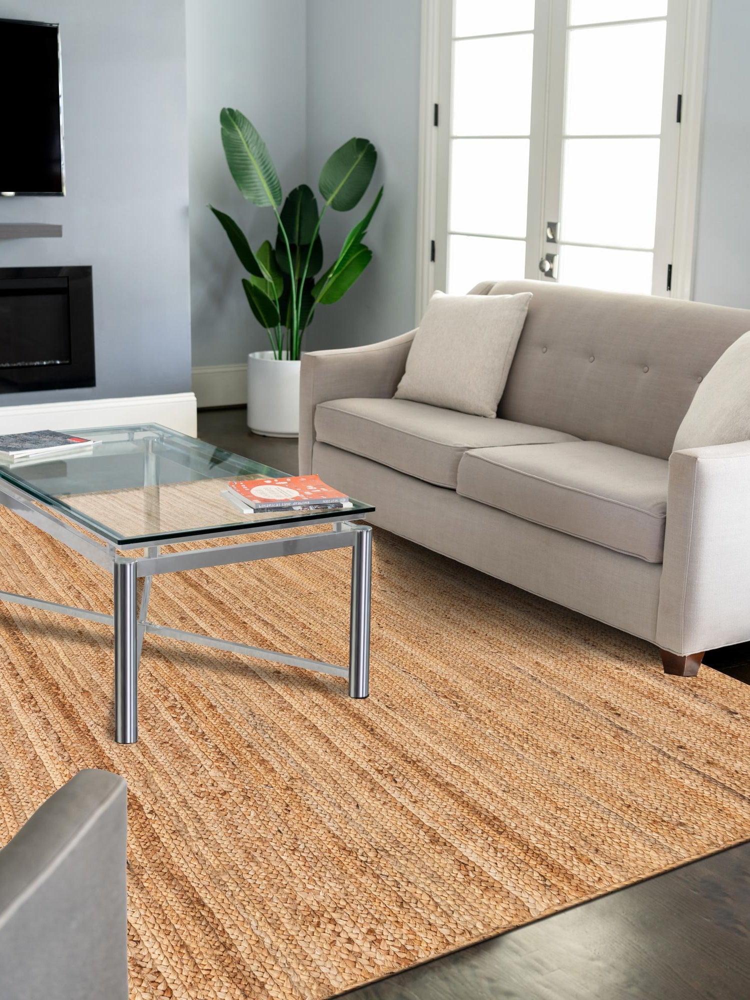 Natural 6' 1 x 9' Braided Jute Luxe Rectangle Area Rug 100% Jute Hand Braided Luxury Natural Eco-Friendly Boho Style Carpet for Living Rooms Dining Office Space Dorms for Sale at Rug Engine