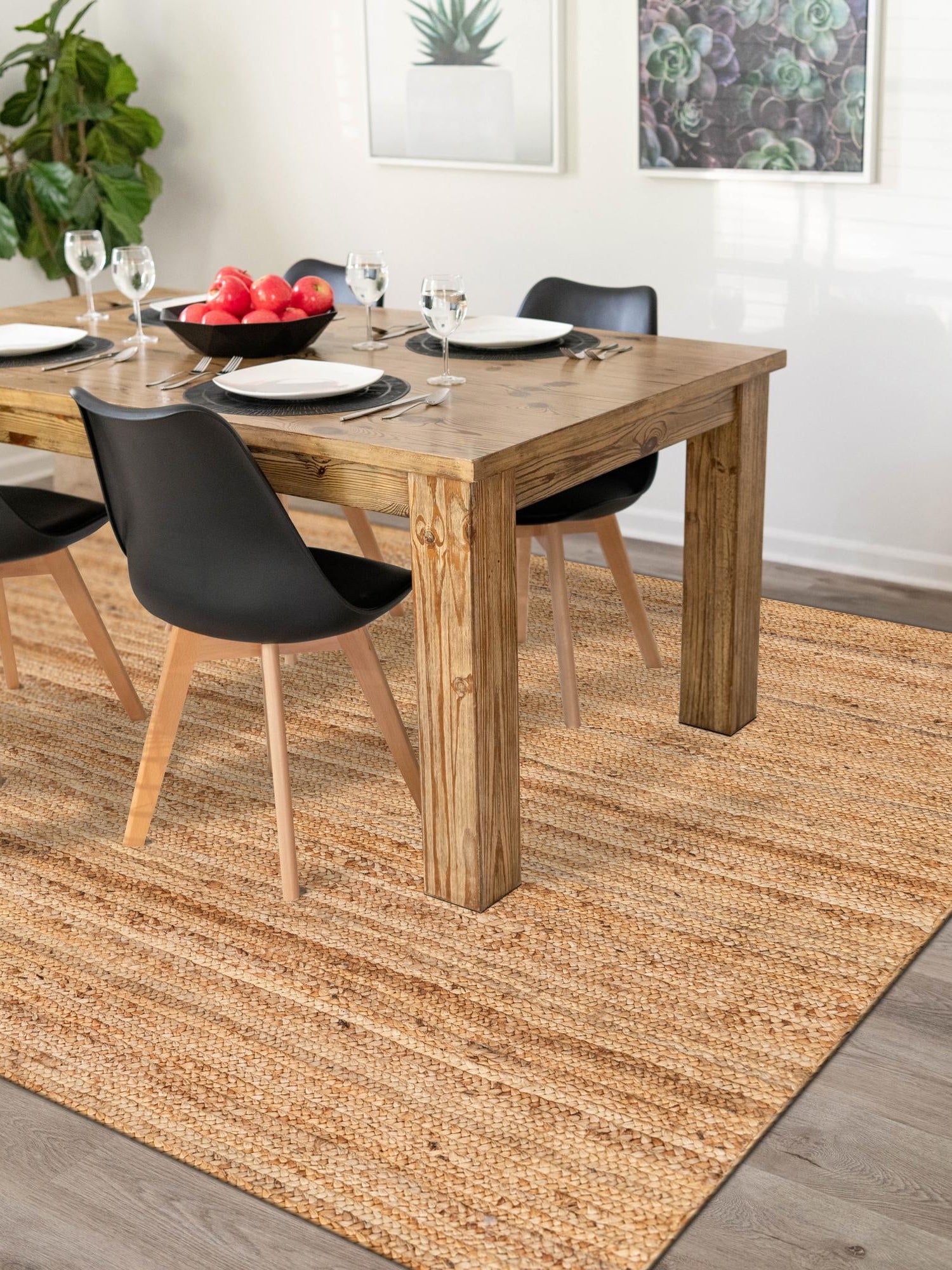 Natural 6' 1 x 9' Braided Jute Luxe Rectangle Area Rug 100% Jute Hand Braided Luxury Natural Eco-Friendly Boho Style Carpet for Living Rooms Dining Office Space Dorms for Sale at Rug Engine