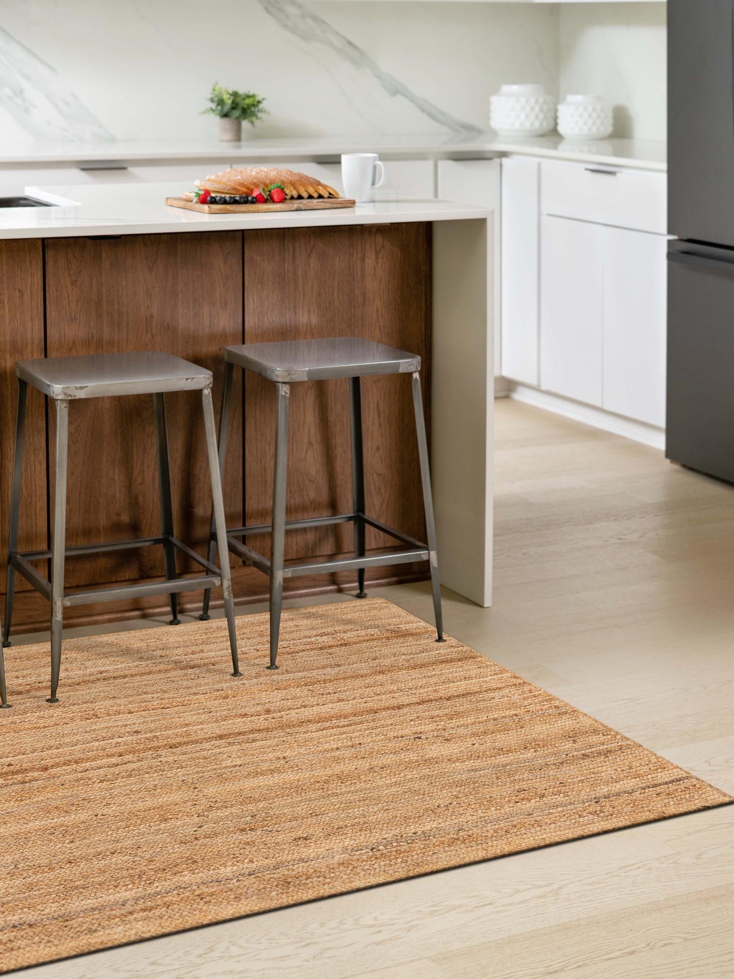 Natural 6' 1 x 9' Braided Jute Luxe Rectangle Area Rug 100% Jute Hand Braided Luxury Natural Eco-Friendly Boho Style Carpet for Living Rooms Dining Office Space Dorms for Sale at Rug Engine