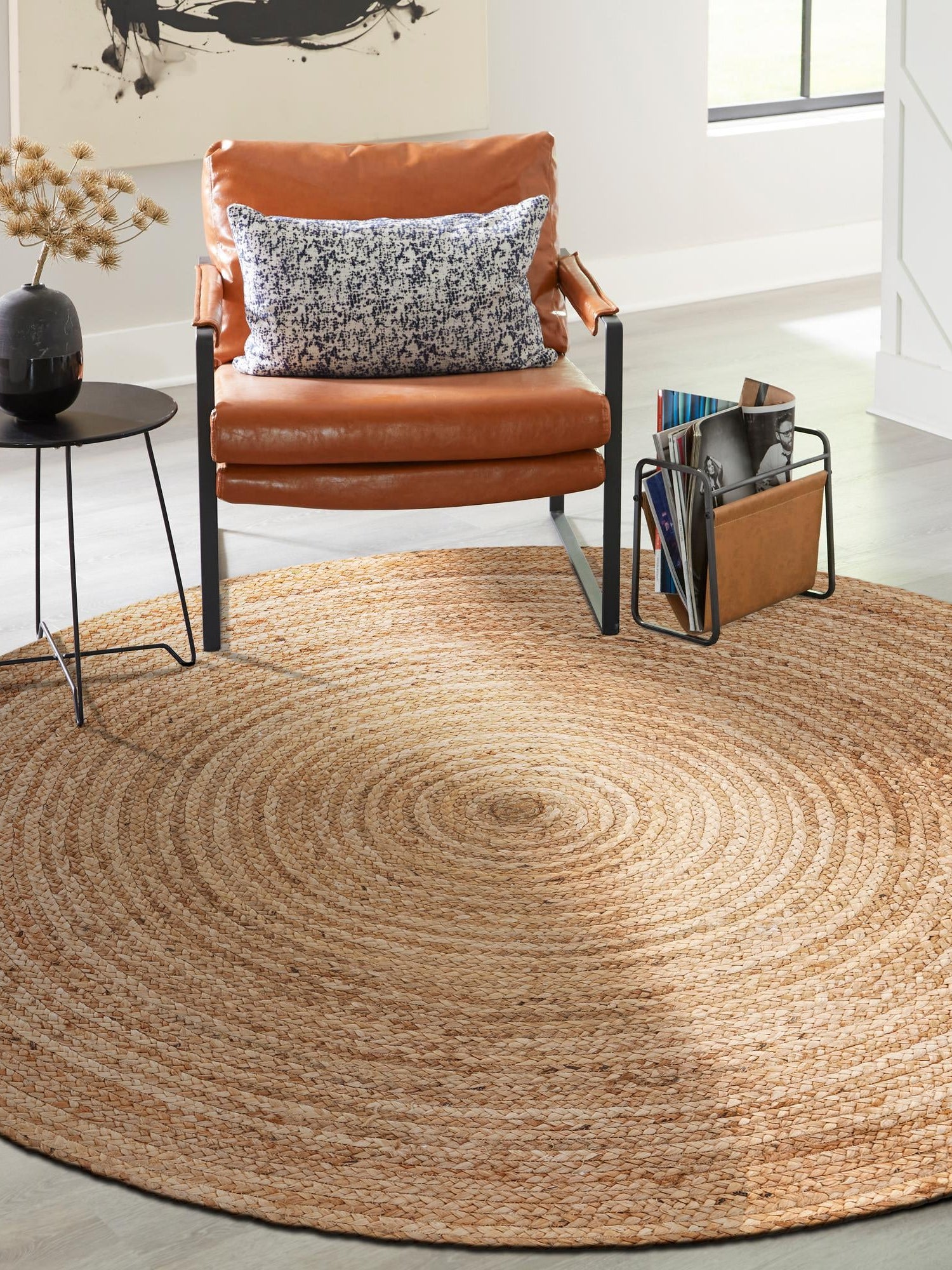 Natural 10' 2 x 10' 2 Braided Jute Luxe Round Area Rug 100% Jute Hand Braided Luxury Natural Eco-Friendly Boho Style Carpet for Living Rooms Dining Office Space Dorms for Sale at Rug Engine