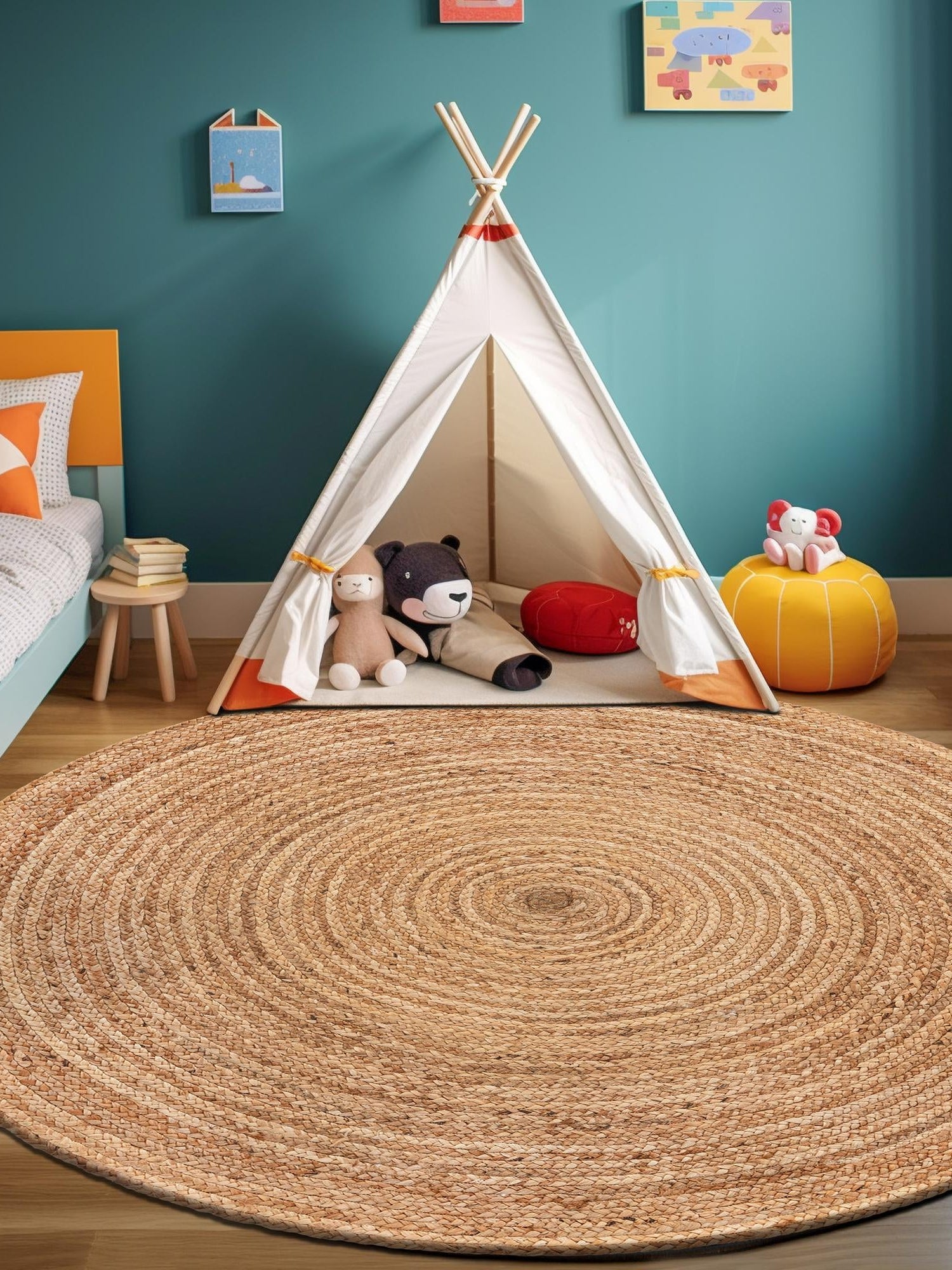 Natural 10' 2 x 10' 2 Braided Jute Luxe Round Area Rug 100% Jute Hand Braided Luxury Natural Eco-Friendly Boho Style Carpet for Living Rooms Dining Office Space Dorms for Sale at Rug Engine