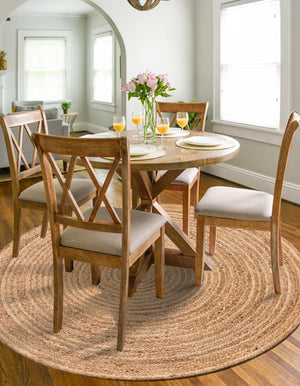 Natural 8' x 8' Braided Jute Luxe Round Rug