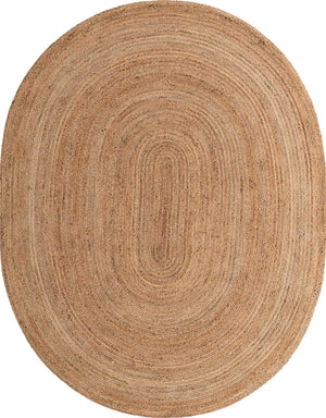 Natural 8' x 10' Braided Jute Luxe Oval Rug