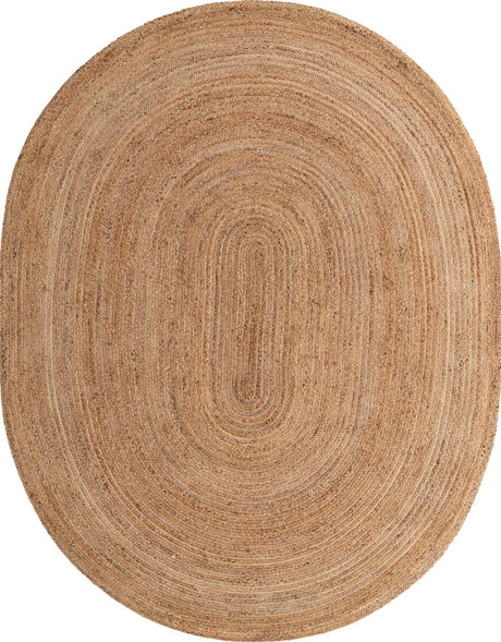 Natural 8' x 10' Braided Jute Luxe Oval Rug