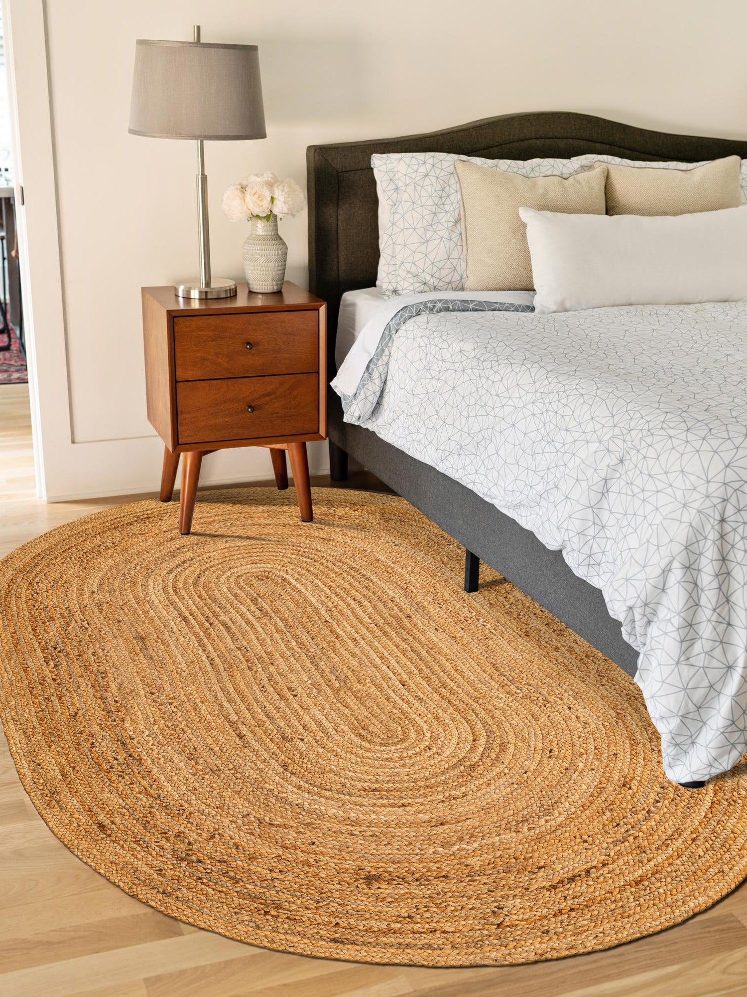 Natural 5' 1 x 8' Braided Jute Luxe Oval Area Rug 100% Jute Hand Braided Luxury Natural Eco-Friendly Boho Style Carpet for Living Rooms Dining Office Space Dorms for Sale at Rug Engine
