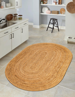 Natural 4' 1 x 6' 1 Braided Jute Luxe Oval Rug