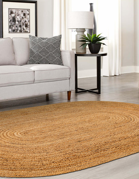 Natural 4' 1 x 6' 1 Braided Jute Luxe Oval Area Rug 100% Jute Hand Braided Luxury Natural Eco-Friendly Boho Style Carpet for Living Rooms Dining Office Space Dorms for Sale at Rug Engine