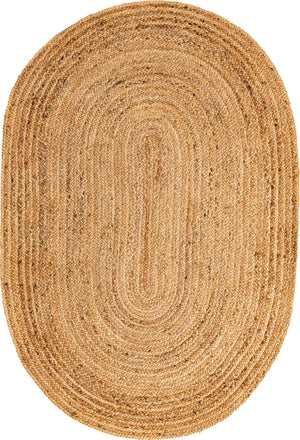 Natural 4' 1 x 6' 1 Braided Jute Luxe Oval Rug