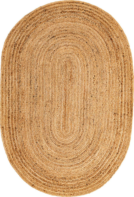 Natural 4' 1 x 6' 1 Braided Jute Luxe Oval Rug