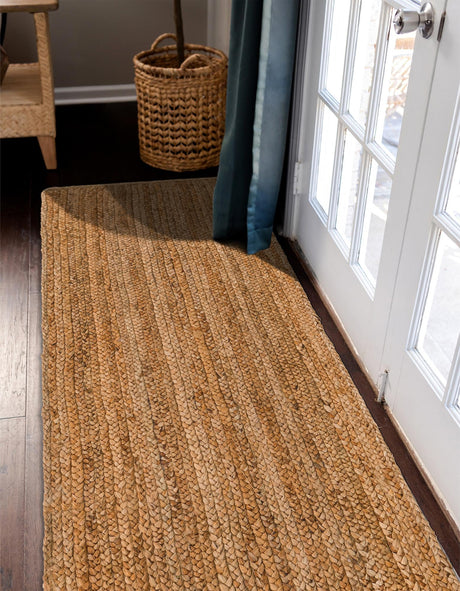 Natural 2' 7 x 13' Braided Jute Luxe Runner Area Rug 100% Jute Hand Braided Luxury Natural Eco-Friendly Boho Style Carpet for Living Rooms Dining Office Space Dorms for Sale at Rug Engine