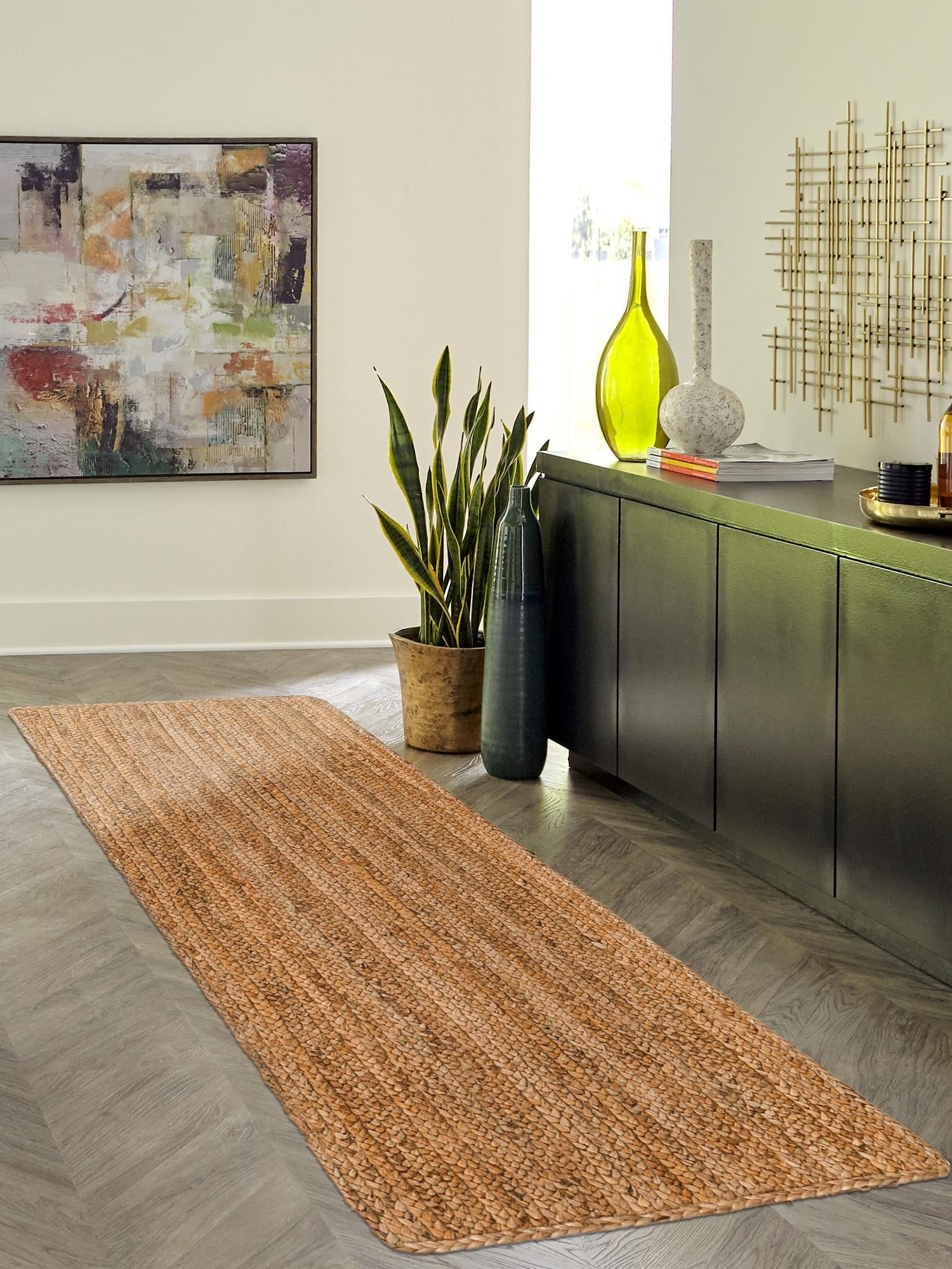 Natural 2' 2 x 8' Braided Jute Luxe Runner Area Rug 100% Jute Hand Braided Luxury Natural Eco-Friendly Boho Style Carpet for Living Rooms Dining Office Space Dorms for Sale at Rug Engine
