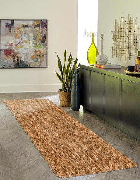 Natural 2' 2 x 8' Braided Jute Luxe Runner Area Rug 100% Jute Hand Braided Luxury Natural Eco-Friendly Boho Style Carpet for Living Rooms Dining Office Space Dorms for Sale at Rug Engine