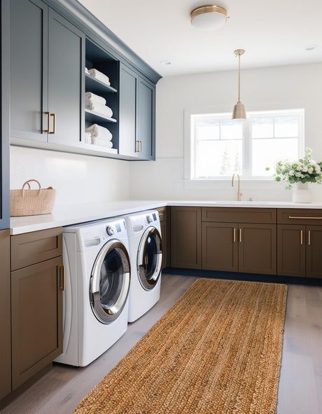 Natural 2' 2 x 6' 1 Braided Jute Luxe Runner Area Rug 100% Jute Hand Braided Luxury Natural Eco-Friendly Boho Style Carpet for Living Rooms Dining Office Space Dorms for Sale at Rug Engine